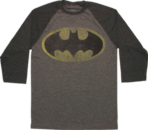 Batman Vintage Distressed Logo 3/4  Raglan T-shirt - Mean-Tees.com